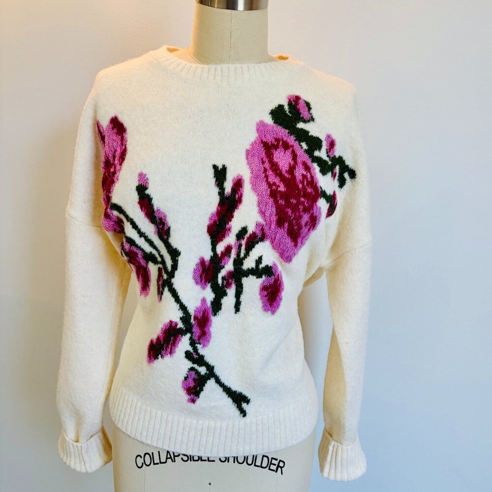 Ted Baker Spongy Ivory Sweater w/ Floral print, Size Med. Brand New With Tags!